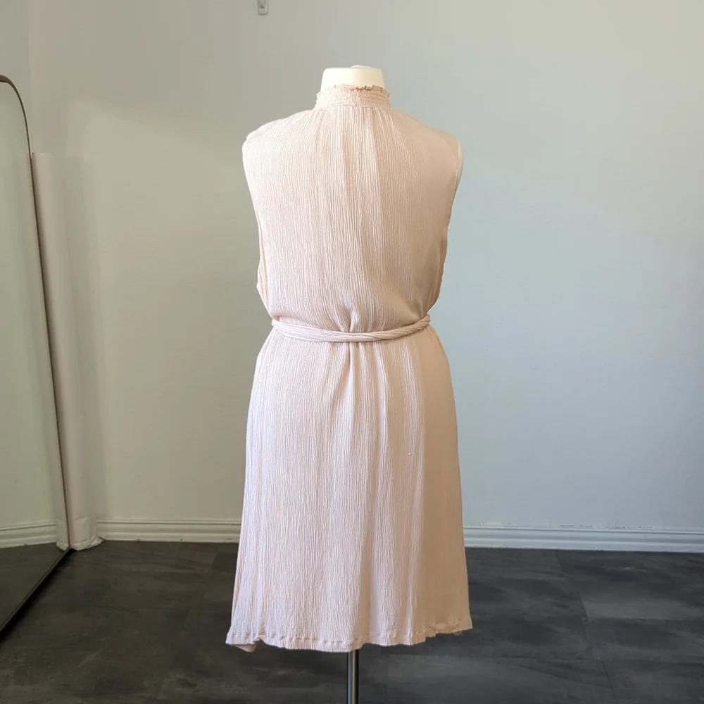 Eloquii Half Button Blouson Shift Dress Beige 24 casual bohemian summer plus - Picture 2 of 9